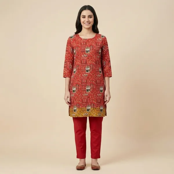 Red_Cotton_Straight_Geometric_Print_Kurta_For_Women