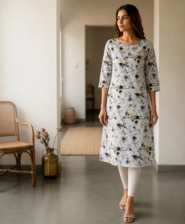 White_Cotton_Off-Shoulder_Floral_Print_Dress_For_Women