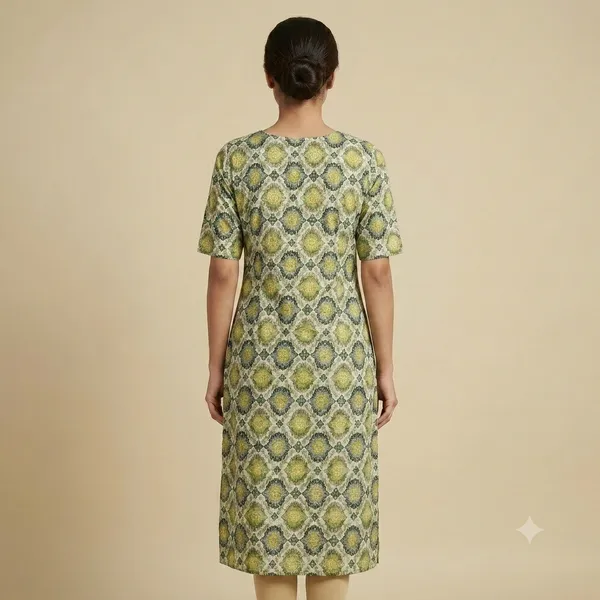 Green_Yellow_Cotton_Straight_Geometric_Print_Kurta_For_Women