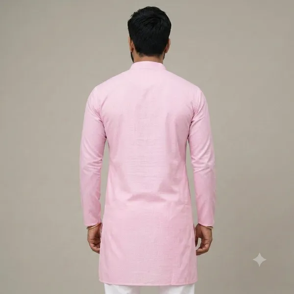 Pink_Cotton_Relaxed_Fit_Mandarin_Collar_Kurta_For_Men