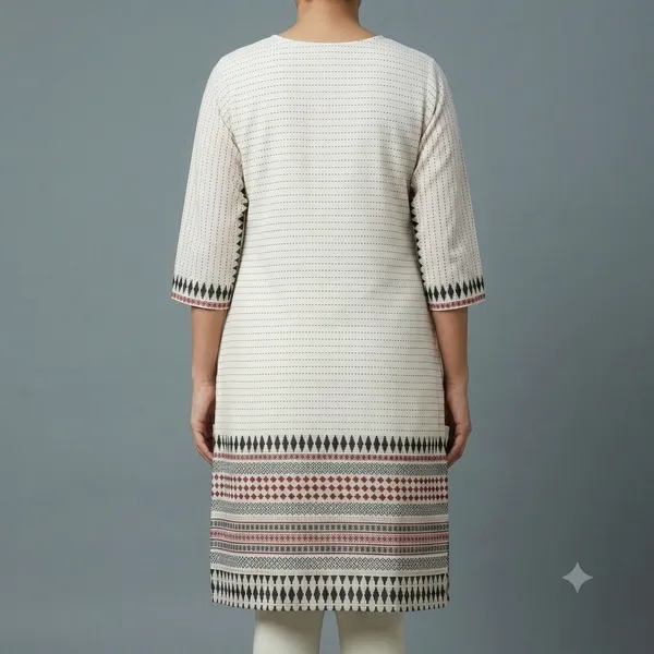White_Cotton_Straight_Geometric_Border_Kurta_For_Women