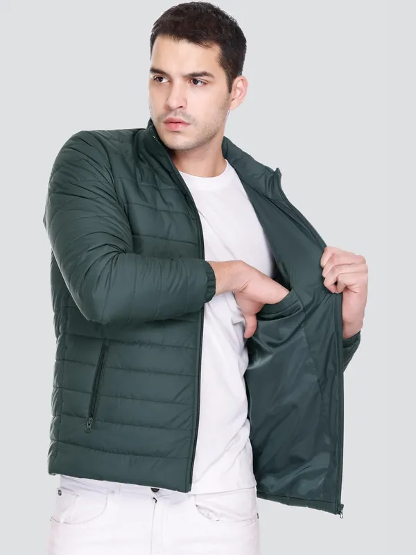 Bottle_Green_Premium_Polyester_Puffer_Jacket_For_Men
