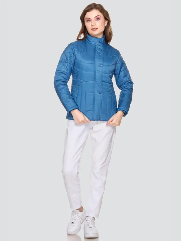 French_Blue_Premium_Polyester_Wo_Puffer_Jacket_For_Women