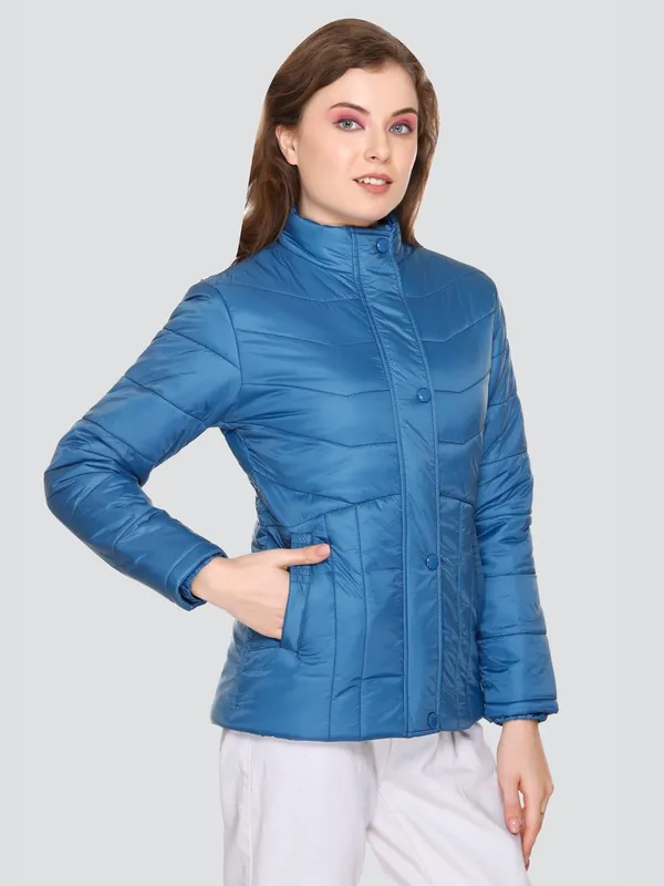 French_Blue_Premium_Polyester_Wo_Puffer_Jacket_For_Women