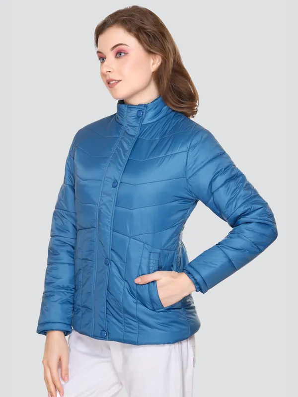 French_Blue_Premium_Polyester_Wo_Puffer_Jacket_For_Women