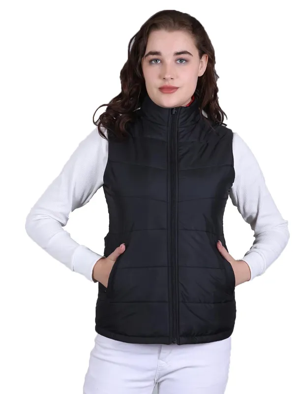Black_And_Red_Premium_Polyester_Jacket_For_Women