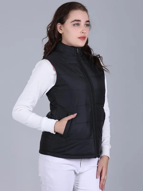 Black_And_Red_Premium_Polyester_Jacket_For_Women