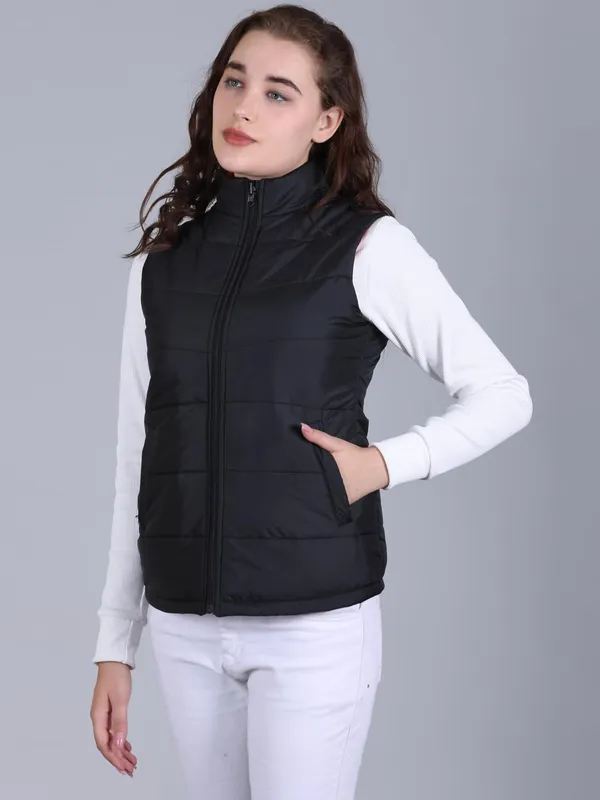Black_And_Red_Premium_Polyester_Jacket_For_Women