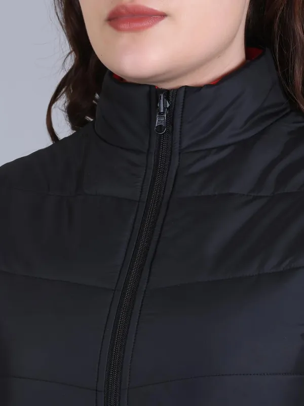 Black_And_Red_Premium_Polyester_Jacket_For_Women