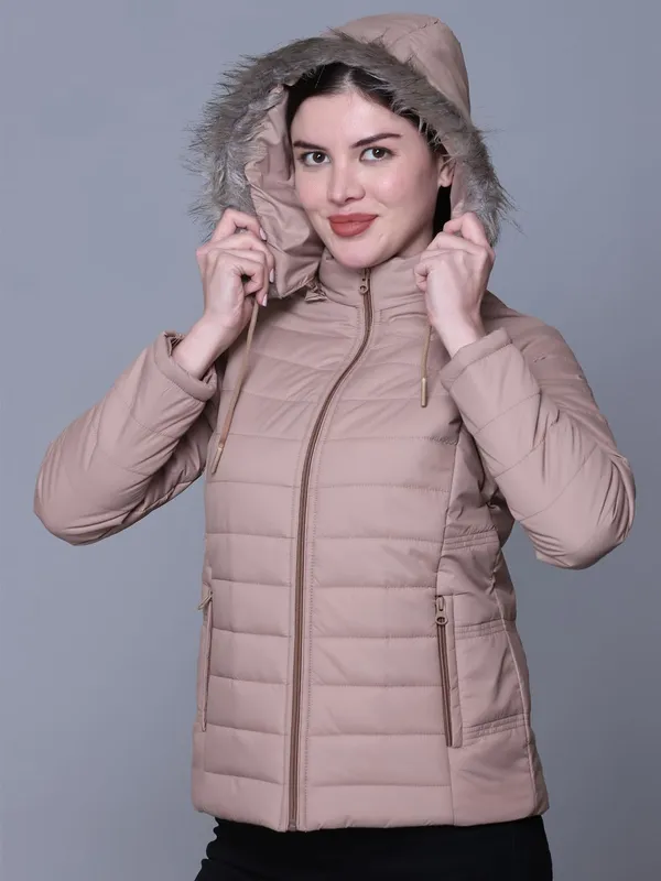 Khaki_Premium_Polyester_Wo_Puffer_Jacket_For_Women