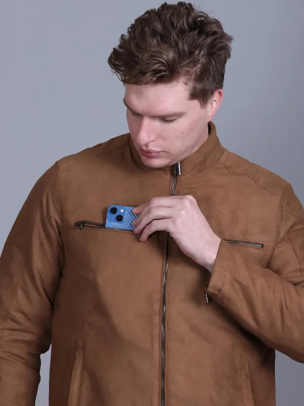 Tan_Premium_Polyester_Jacket_For_Men