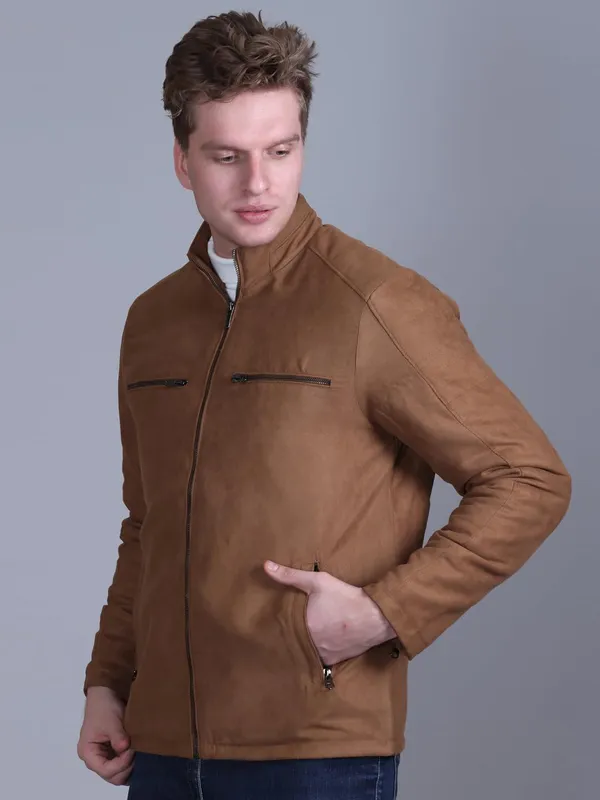 Tan_Premium_Polyester_Jacket_For_Men