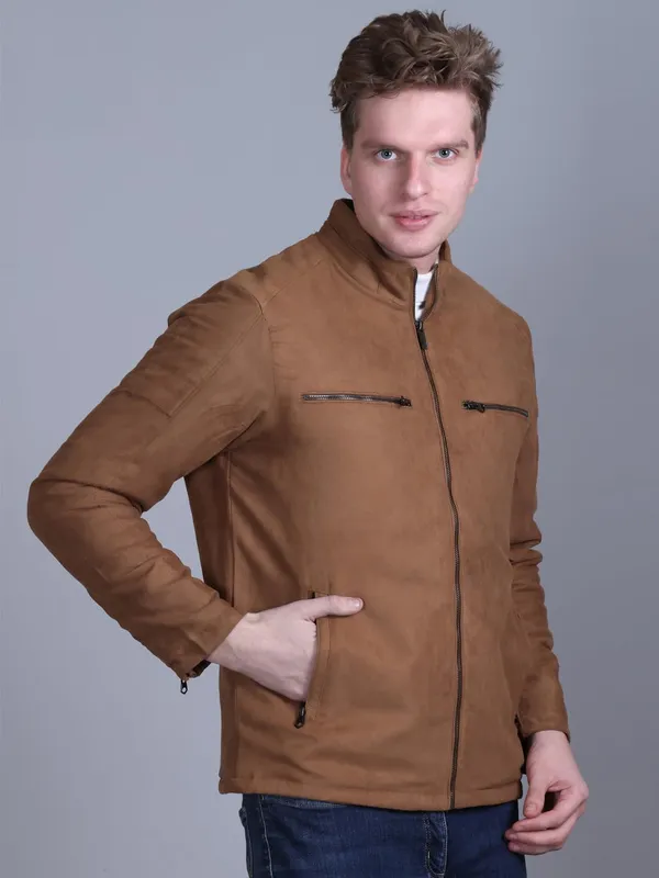 Tan_Premium_Polyester_Jacket_For_Men