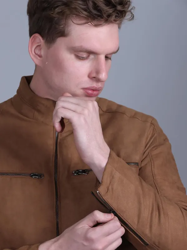 Tan_Premium_Polyester_Jacket_For_Men