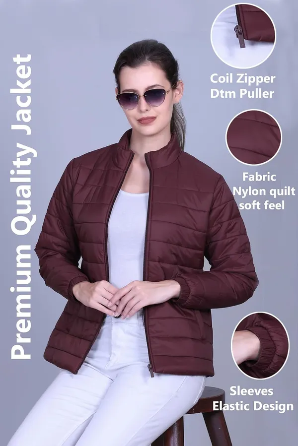 Burgundy_Premium_Polyester_Puffer_Jacket_For_Women