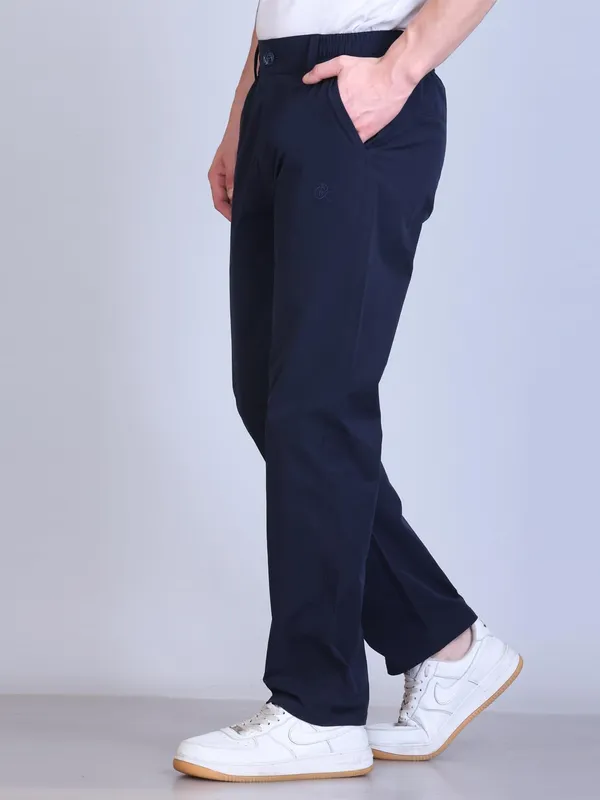 Blue_Premium_Polyester_Casual_Pants_For_Men