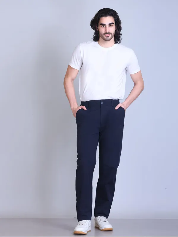 Blue_Premium_Polyester_Casual_Pants_For_Men