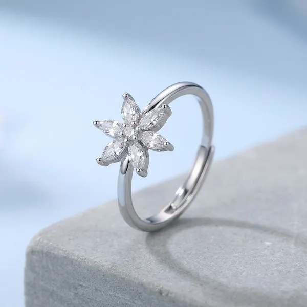 925_Silver_Floral_Crystal_Stone_Adjustable_Ring_For_Women