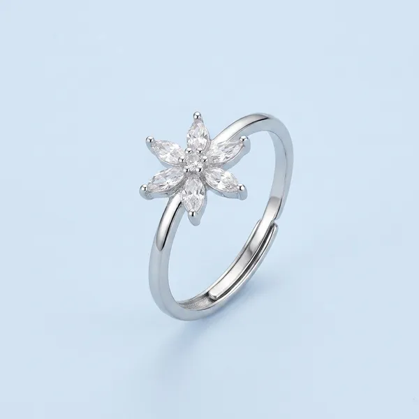 925_Silver_Floral_Crystal_Stone_Adjustable_Ring_For_Women