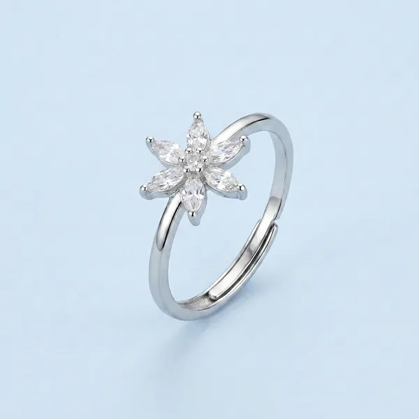925_Silver_Floral_Crystal_Stone_Adjustable_Ring_For_Women