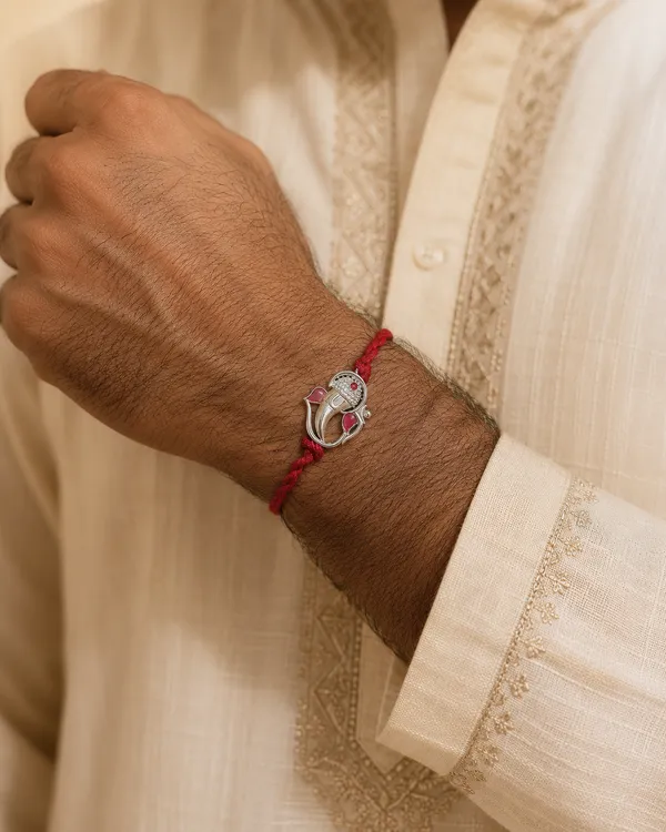 925_Silver_Designer_Enamel_Ganesha_Rakhi