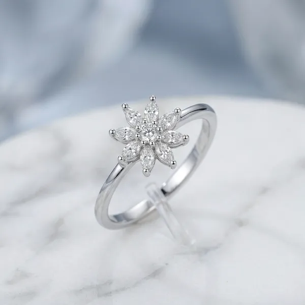 925_Silver_Star_Shaped_Diamond_Ring_For_Women