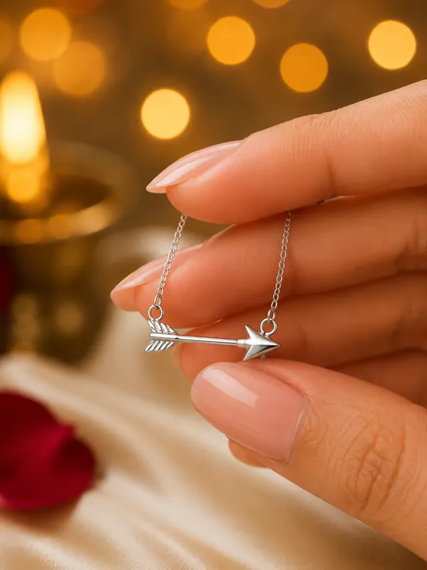 BIS_HALLMARKED_925_Sterling_Silver_Arrow_Pendant_Necklace_for_Women_&_Girls__Minimalist_Everyday_Jewelry