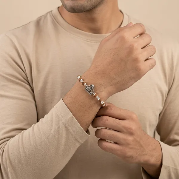 925_Silver_Rudraksha_Bracelet_With_Folded-Hand_Ganesh_For_Men