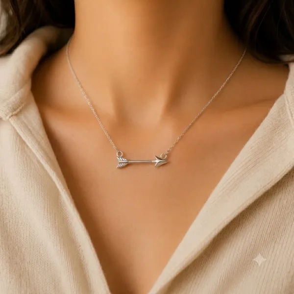 BIS_HALLMARKED_925_Sterling_Silver_Arrow_Pendant_Necklace_for_Women_&_Girls__Minimalist_Everyday_Jewelry