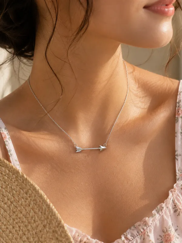 BIS_HALLMARKED_925_Sterling_Silver_Arrow_Pendant_Necklace_for_Women_&_Girls__Minimalist_Everyday_Jewelry