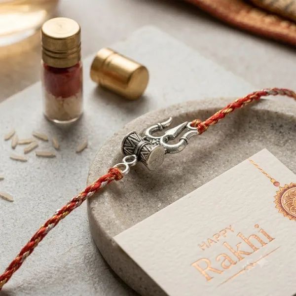 Red_Thread_Silver_Trishul_Hand_Rakhi_Set_With_Roli_Chawal_Bottle_And_Happy_Rakhi_Card