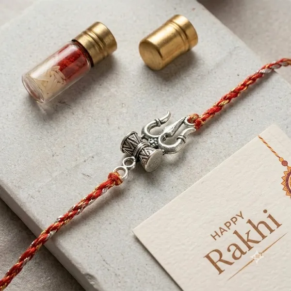 Red_Thread_Silver_Trishul_Hand_Rakhi_Set_With_Roli_Chawal_Bottle_And_Happy_Rakhi_Card