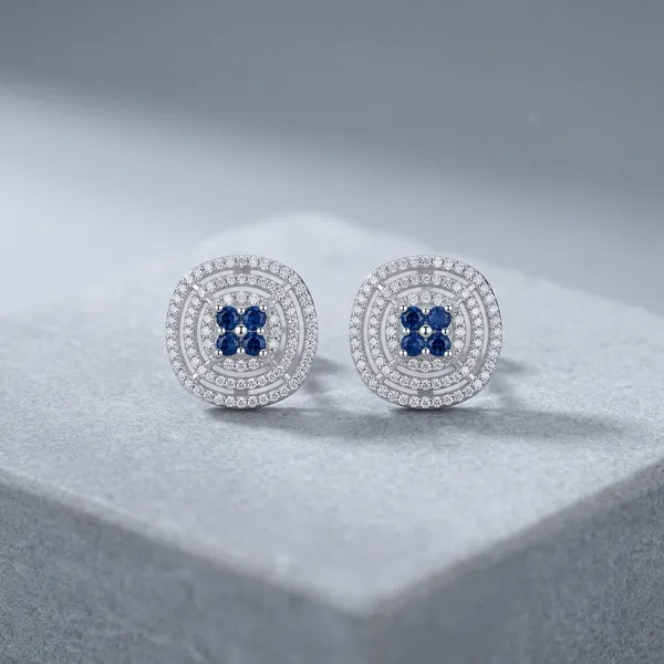 925_Silver_Blue_Stone_Double_Halo_Stud_Earrings