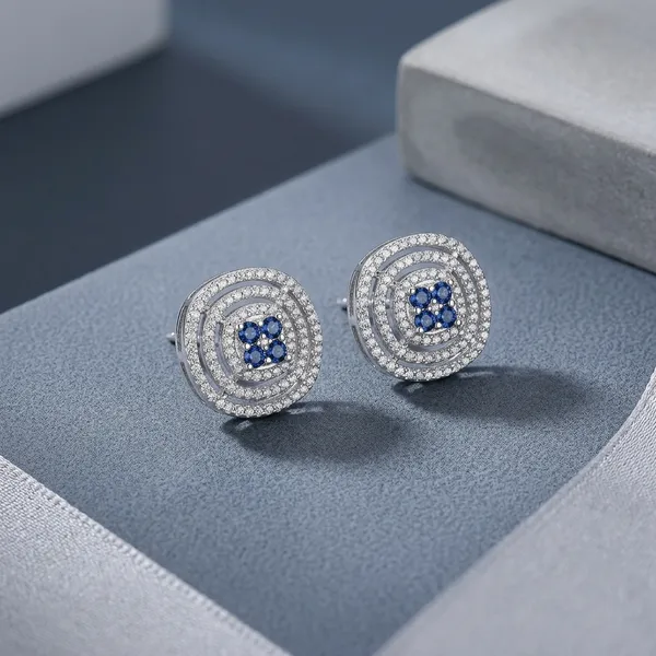 925_Silver_Blue_Stone_Double_Halo_Stud_Earrings