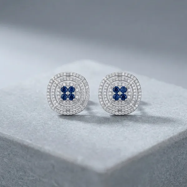 925_Silver_Blue_Stone_Double_Halo_Stud_Earrings