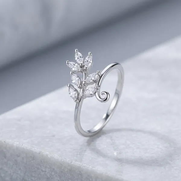 925_Silver_Leaf_Design_Adjustable_Ring_For_Women