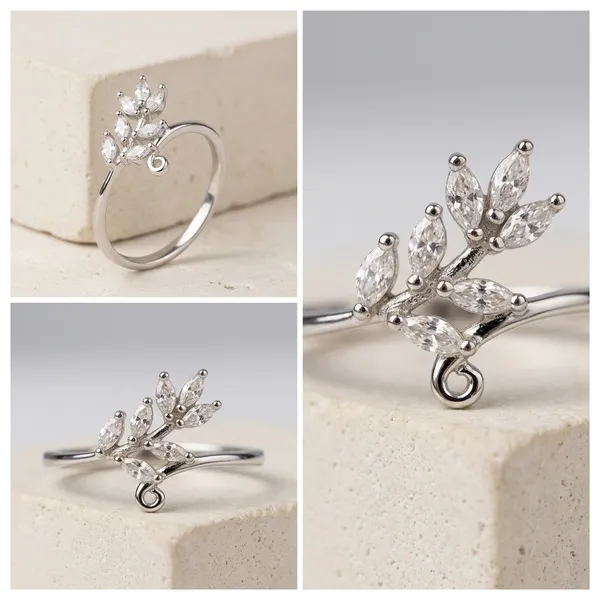 925_Silver_Leaf_Design_Adjustable_Ring_For_Women