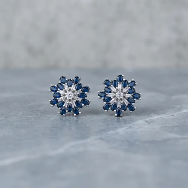 925_Floral_Stud_Earrings_With_Clear_And_Blue_Stones
