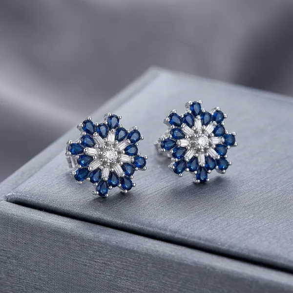 925_Floral_Stud_Earrings_With_Clear_And_Blue_Stones