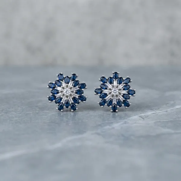 925_Floral_Stud_Earrings_With_Clear_And_Blue_Stones