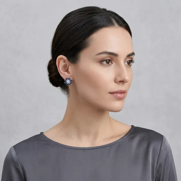 925_Floral_Stud_Earrings_With_Clear_And_Blue_Stones