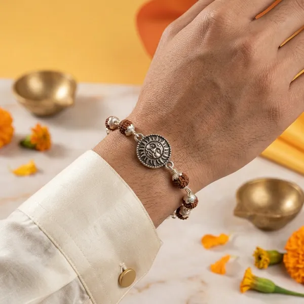 925_Silver_5_Mukhi_Rudraksha_Surya_Bracelet_For_Men
