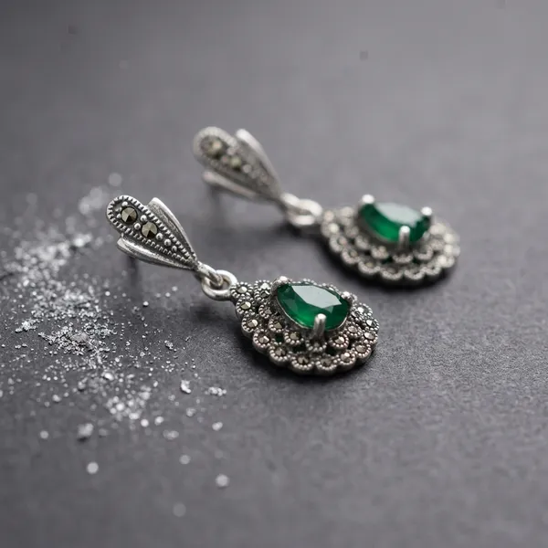 925_Silver_Green_Stone_Drop_Earrings_For_Women
