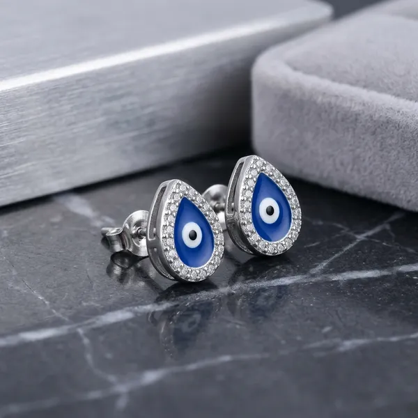 925_Silver_Blue_Evil_Eye_Silver_Tone_Teardrop_Stud_Earrings