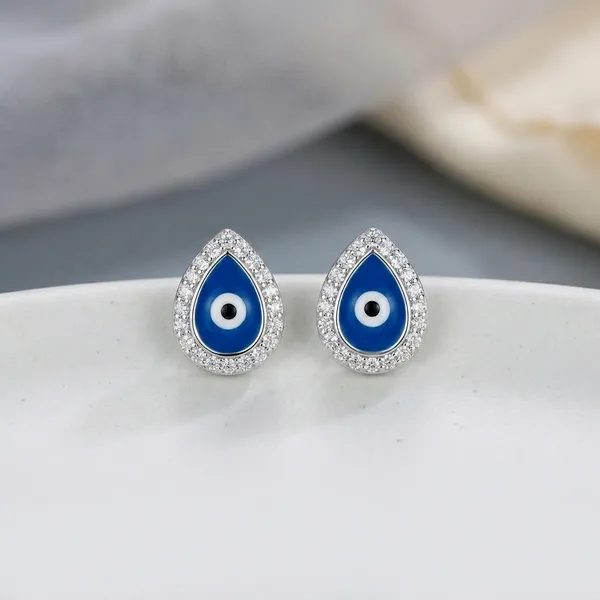925_Silver_Blue_Evil_Eye_Silver_Tone_Teardrop_Stud_Earrings