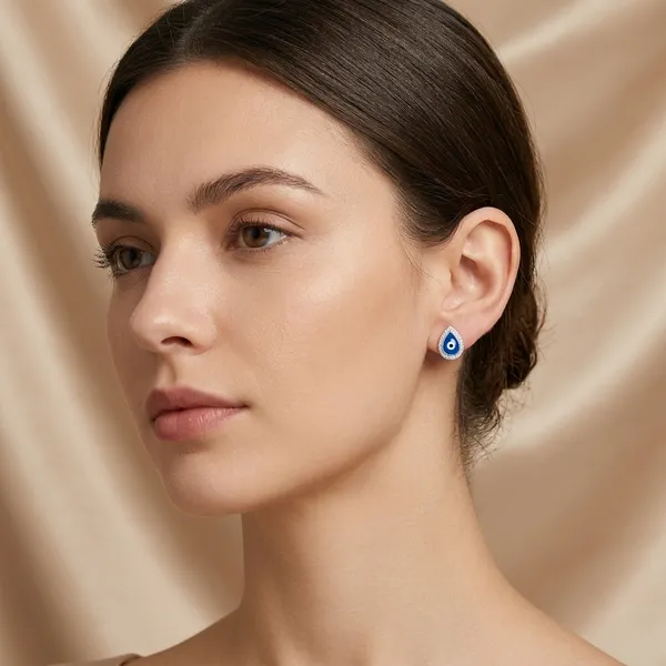 925_Silver_Blue_Evil_Eye_Silver_Tone_Teardrop_Stud_Earrings