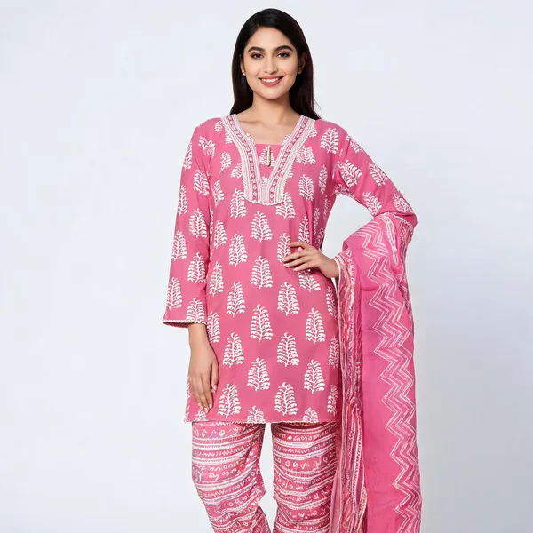 Pink_Cotton_Block_Print_Suit_Set_For_Women