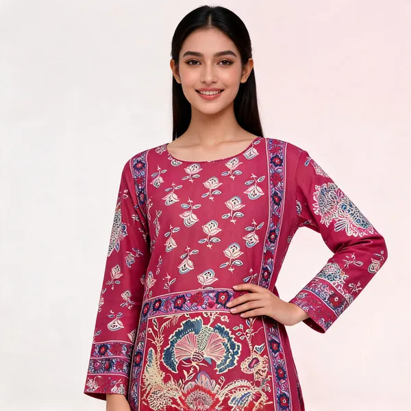 Pink_Cambric_Cotton_Floral_Print_Suit_Set_For_Women