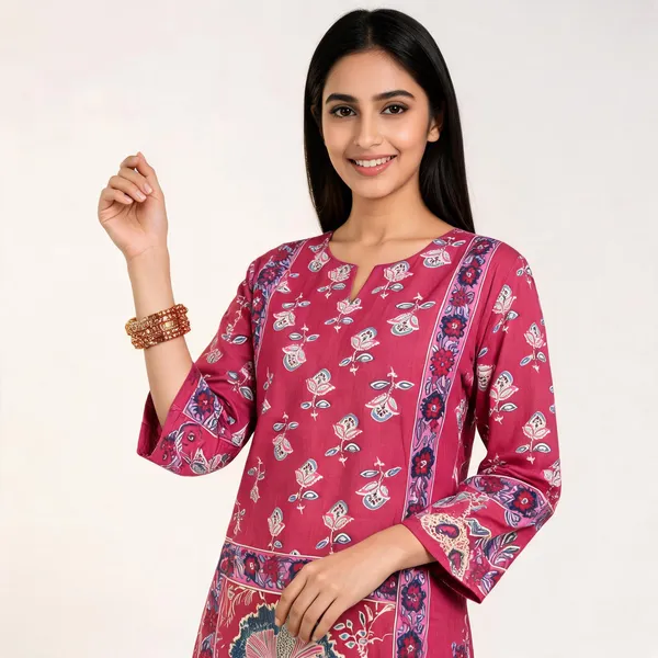 Pink_Cambric_Cotton_Floral_Print_Suit_Set_For_Women