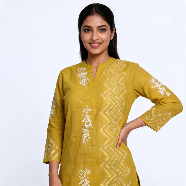 Yellow_Cotton_Relaxed_Kurta_For_Women